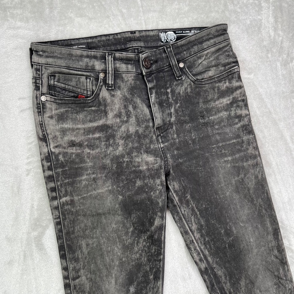 Diesel Skinzee Jeans Womens 27x32 Black Acid Super Slim Skinny Fit Stretch Denim
